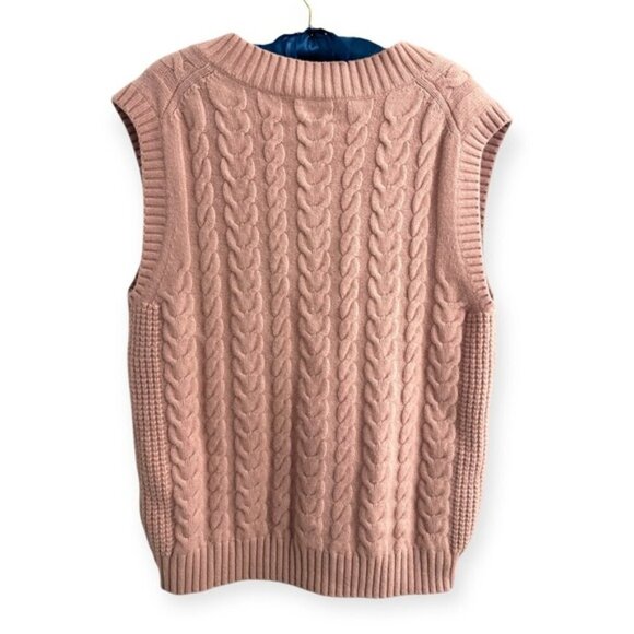 Aritzia Sunday Best MERINO WOOL cable knit Winston dusty pink Sweater Vest Sm - Picture 4 of 9